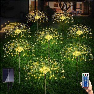 Solar Garden Lights 8 Pack, Decorative Lamps, 120 LED Solar Firework Lights